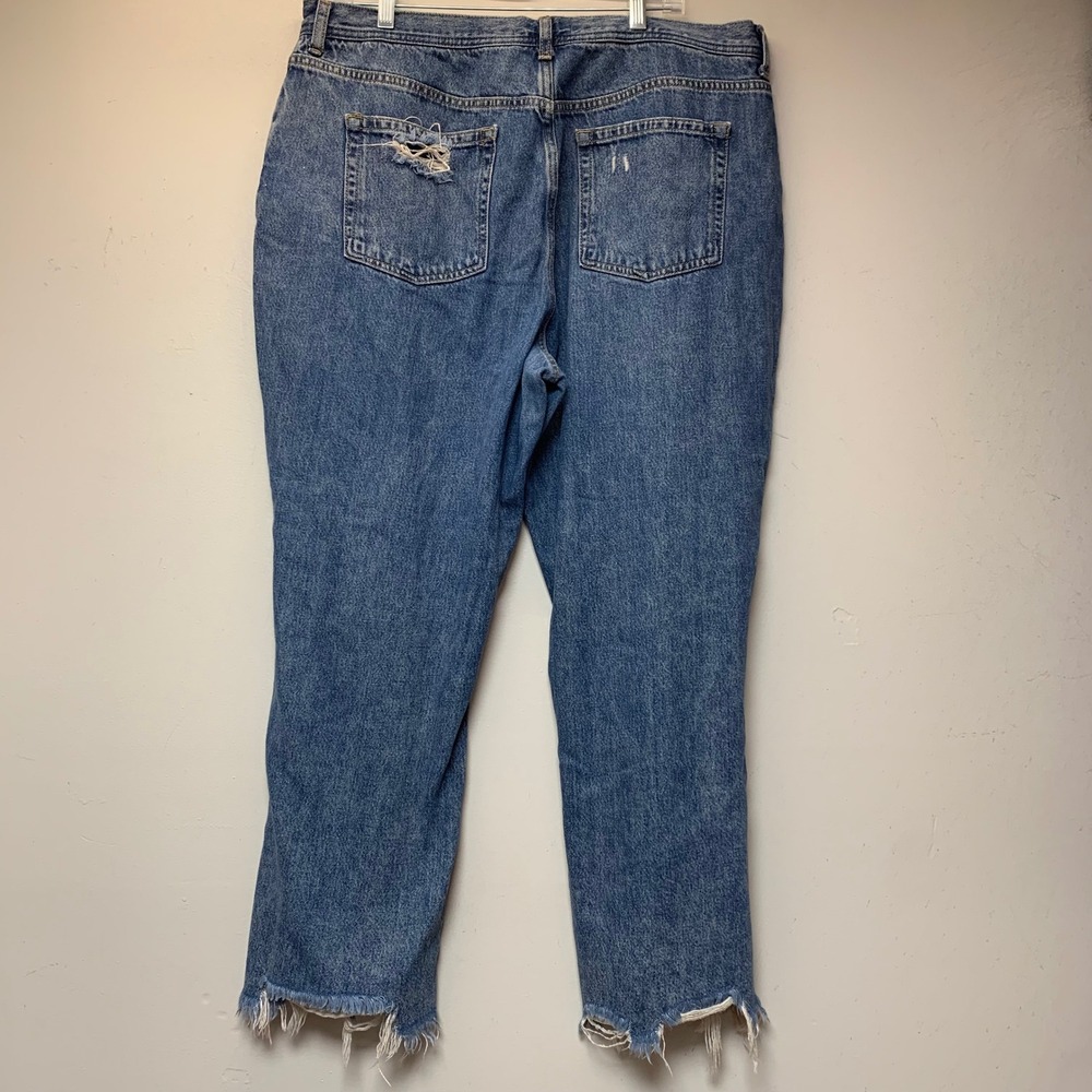 We The Free Jeans Women 35 Blue Distressed Frayed Hem High Rise Thirty-5 Excel - Picture 8 of 9